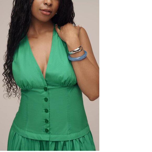 Anthropologie Maeve Halter V-Neck Drop-Waist Midi Dress LP PL petite new nwt - Picture 4 of 8